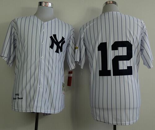 Mitchell And Ness 1996 Yankees #12 Wade Boggs White Throwback Stitched MLB Jersey - Click Image to Close